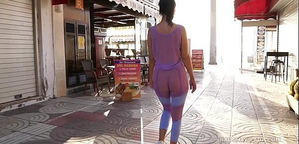  My see-through tracksuit. Sheer top and camel-toe leggings